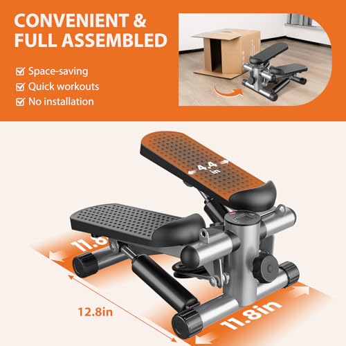 Sweetcrispy Mini Stair Steppers with Resistance Bands for Exercise at Home, Portable Exercise Twist Stepper Machine for Fu...