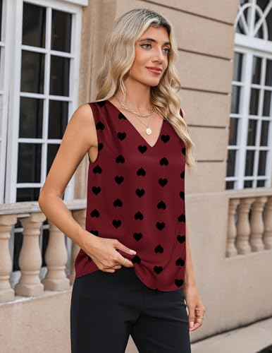 Zeagoo Women's Silk Satin Camisole Tank Tops V Neck Pleated Dressy Casual Sleeveless Blouses Summer Business Work Shirts