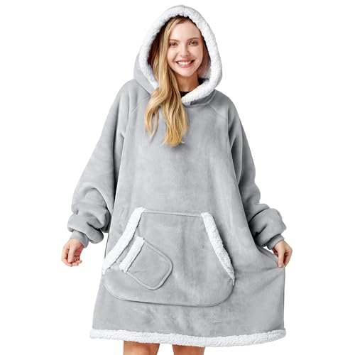 Giggling Getup Wearable Blanket Hoodie for Women and Men Gifts for Women Mom Wife Sherpa Fleece Hooded Blanket Sweatshirt ...