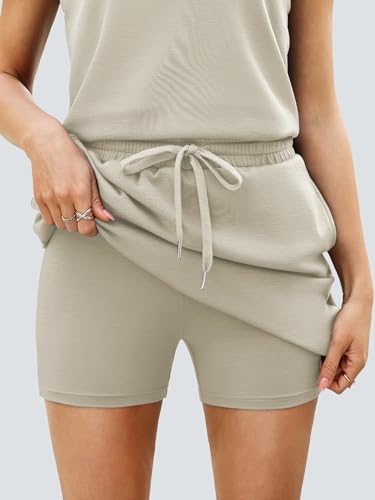 Casly Lamiit 2 Piece Skirt Sets for Women Summer Half Zip Travel Outfits Cap Sleeve Lapel Tops Matching Tennis Skirt
