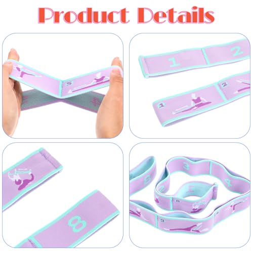 FNANJWQ Elastic Yoga Stretching Strap with Loops, Adjustable Stretch Strap Flexible Pilates Stretch Band for Physical Ther...