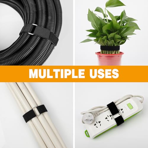 0.65" x82ft Hook and Loop Straps with 40 Metal Buckles, Adjustable Fastening Cinch Straps, Cut to Length Cable Straps, Reu...