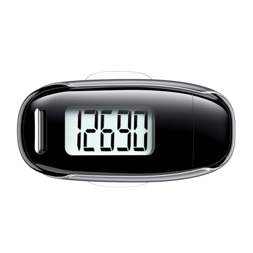 3D Pedometer for Walking, Simple Walking Step Counter with Removable Clip and Strap, USB Rechargeable Step Tracker with Ba...