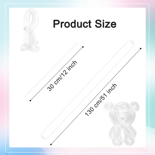 260 Balloons - Clear Long Balloons for Tying Balloon Arch | 100Pcs Skinny Stretchy Tie Balloons for Animal Making, Twistin...