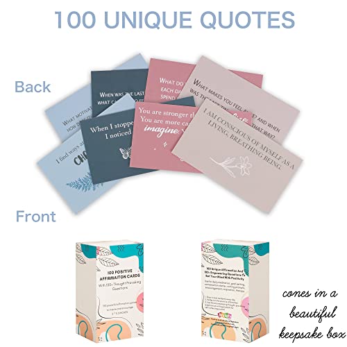100 Affirmation Cards for Women and Men With 150+ Thought-Provoking Questions, Unique Affirmation cards for stress Relief,...