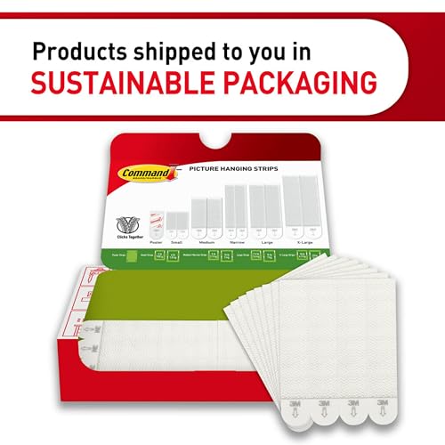Command Large Picture Hanging Strips, White, Holds up to 16 lbs, 14-Pairs, Easy to Open Packaging
