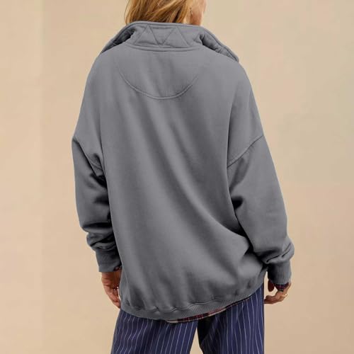 Oversized Sweatshirt for Women Casual Button Henley Neck Pullover Tops Fashion Y2K Sweatshirt Winter Clothes