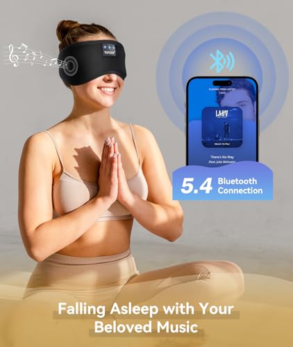 TOPOINT Sleep Mask with Headphones Bluetooth 5.4 Wireless, Sleep Headphones Earphones Earbuds with Microphone HD Speakers ...