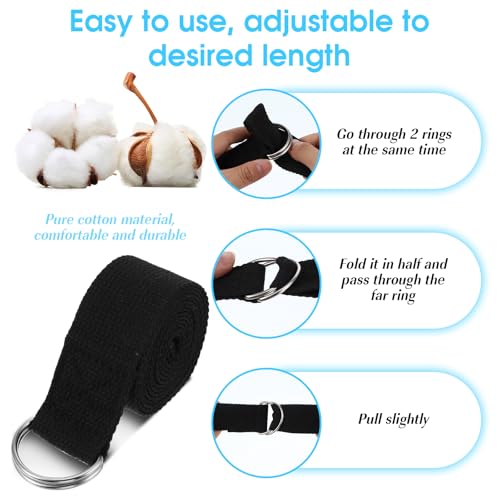 12 Pcs Yoga Strap 6Ft Exercise Stretch Bands for Flexibility with Adjustable Metal D Ring Buckle Loop Stretch Strap Non El...