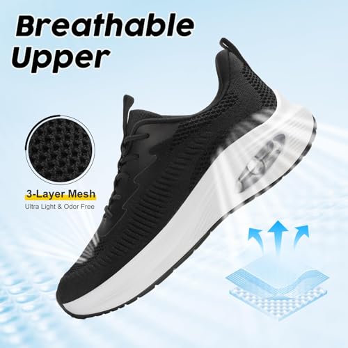 ZYEN Wide Toe Box Shoes Women Air Cushion Road Running Shoes Extra Wide Width Sneakers Arch Support Gym Athletic Tennis Sn...