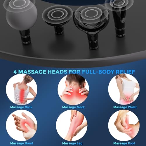 Binxalin 2-in-1 Detachable Massage Gun Deep Tissue with Extension Handle, Back Massager for Pain Relief, Ergonomic Portabl...