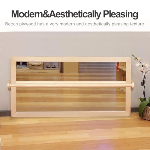 KRAND 3-Position Montessori Wood Frame Non-Shatter Safety Pull Up Bar Baby Big Mirror Set, Infant Coordination Mirror, Kid...
