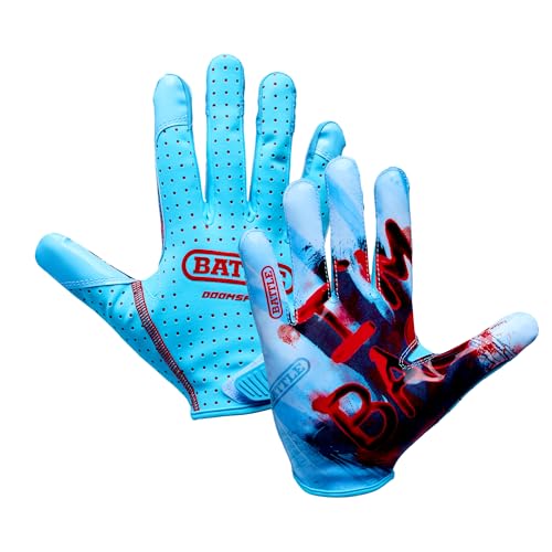 Battle Sports Doom Speed Football Gloves, Ultra Stick Grip, Precision Fit, Wide Receiver, Adult & Youth