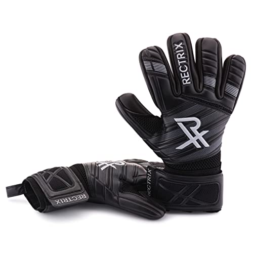Rectrix 1.0 Goalkeeper Gloves (with Free Zip Case) - Negative Cut - Youth & Adult Sizes - Pro-Level Grip for Football Socc...