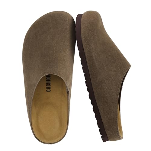 CUSHIONAIRE Lute Genuine Suede Leather Clogs for Women Indoor and Outdoor – Comfortable Slip On Womens Clogs with Cushione...
