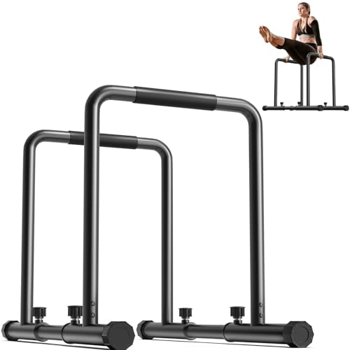 YOLEO Adjustable Dip Bar- 1100lbs Dip Station Portable Functional Fitness Bar with Safety Connector, Heavy Duty Dip Stand ...
