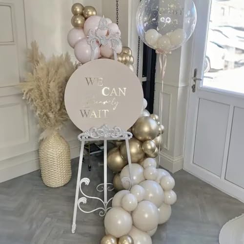 Togvu White and Gold Balloons, 12 Inch White Sand Gold Metallic Latex Balloons, Beige Gold Party Balloons for Boho Birthda...