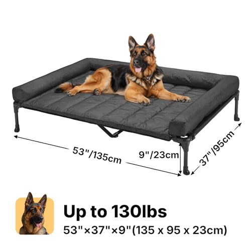 Veehoo Cooling Elevated Dog Bed Add Removable Waterproof Bolster Cushion Mat, Raised Pet Cot with Breathable Teslin Mesh, ...