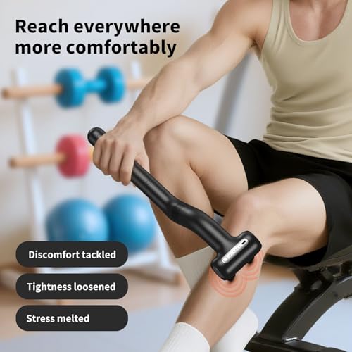 LC-HZLJ Dual-Head Massage Gun with Extension Handle, 3-in-1 Detachable Handheld Percussion Muscle Massager for Back Neck S...