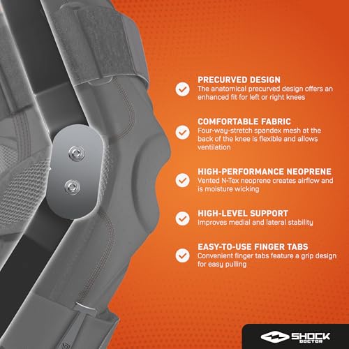 Shock Doctor Knee Brace, Compression Knee Brace for Men & Women, Hinged Knee Brace with Side Stabilizers, Maximum Support,...