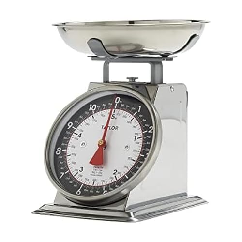 Taylor Mechanical Kitchen Food Scale with Bowl, Weighs Up to 11lbs, Measures in Grams and Ounces, Analog Cooking Scale for...