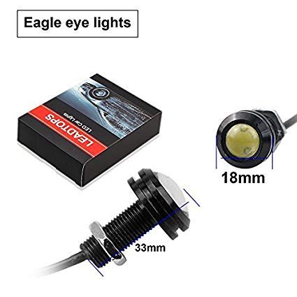 LEADTOPS 10Pcs Eagle Eye LED Car Fog Lights, 18mm, 12V, Black Case, Red Light, Model 13