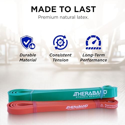 THERABAND High Resistance Bands, Set of 2 Elastic Super Bands for Improving Flexibility, Injury Rehab, & Full Body Workout...