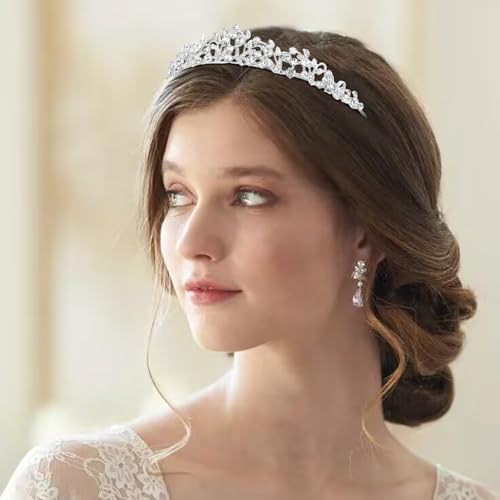 Aprince Silver Tiaras and Crowns for Women Wedding Tiaras for Bride Rhinestone Princess Crown for Women Hair Accessories f...