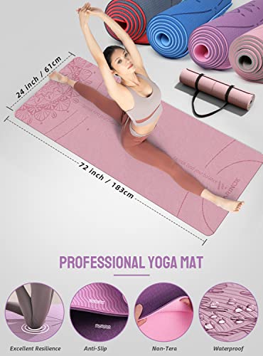 1/3 Yoga Mat Thick, Yoga Kit and Sets for Beginners Include High Density Yoga Mat with Multi-loops Yoga Strap, Yoga Block...