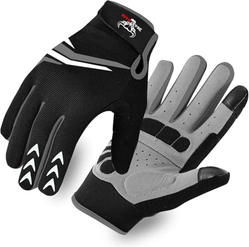 BEAST RAGE Full Finger Cycling Gloves with Padding for Men Women, Anti-Slip, Shock Absorbing, Breathable, Touchscreen Moun...