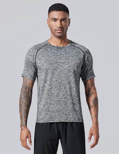 5 Pack Men’s Active Quick Dry Crew Neck T Shirts | Athletic Running Gym Workout Short Sleeve Tee Tops Bulk