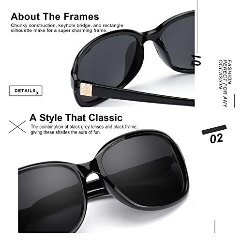 SIPHEW Polarized Sunglasses for Women | Vintage Square Sunglasses w UV400 Protection | Womens Wraparound Shade