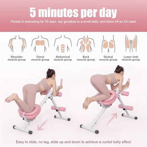 Ab Machine for Home, Foldable Ab Workout Equipment with Thickened Foam Handle, Ab Trainer Machine for Stomach Workout with...