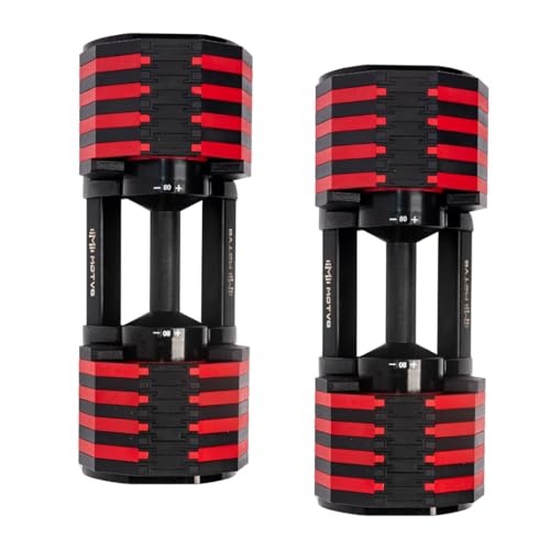 Decabell 580 Adjustable Dumbbells - Motv8 Decabell 580s, 5lbs - 80lbs Adjustable Free Weight Nuobell Style Dumbbell for Me...