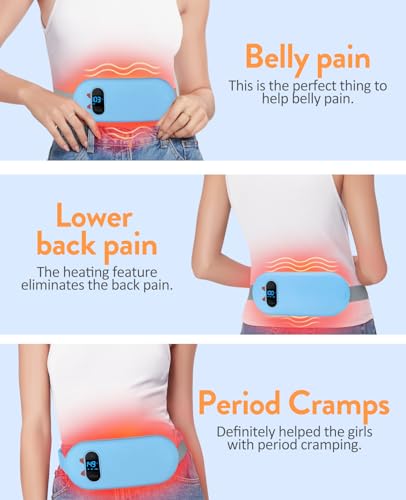 Portable Heating Pad for Period Cramps: Cordless Menstrual Heating Pad with 6 Heat Levels and 6 Massage Modes, 3s Fast Hea...