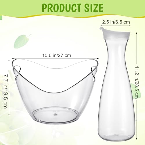 Funnymoom 6 Pcs Acrylic Ice Bucket for Parties 4l Oval Beverage Tub 47 oz Plastic Water Carafes with Lids Plastic Pitcher ...