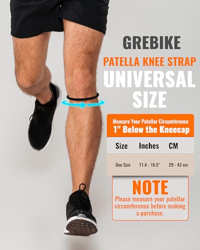 GREBIKE 2PCS Patellar Tendon Support Strap for Knee Pain Relief, Knee Bands for Basketball, Running, Tennis, Soccer and Hi...