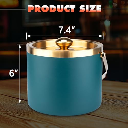 Ice Bucket, 3L Double-Wall Stainless Steel Insulated Ice Bucket With Lid and Ice-Tong, Ice-Buckets for Parties Home Bar, C...