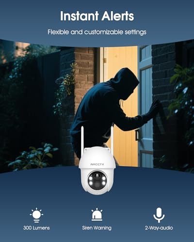 ARCCTV Solar Security Cameras Wireless Outdoor, 4MP 360° View Battery Powered Outdoor Camera, Night Vision with Spotlight,...