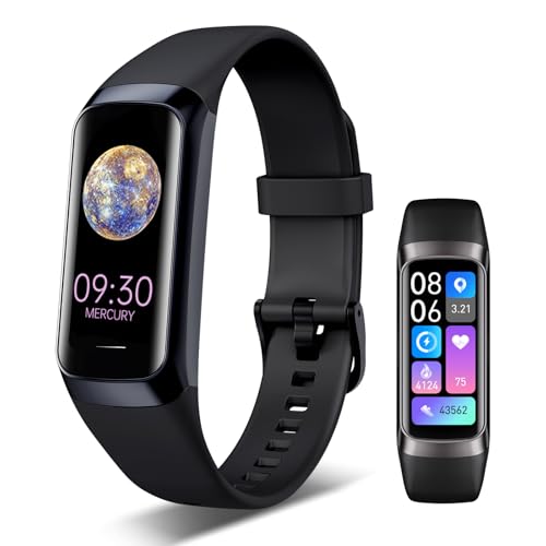 VUHIGIB Fitness Tracker, 24/7 Heart Rate Blood Oxygen Blood Pressure Body Temp Monitor Sleep Calorie Tracker with 1.1" AMO...