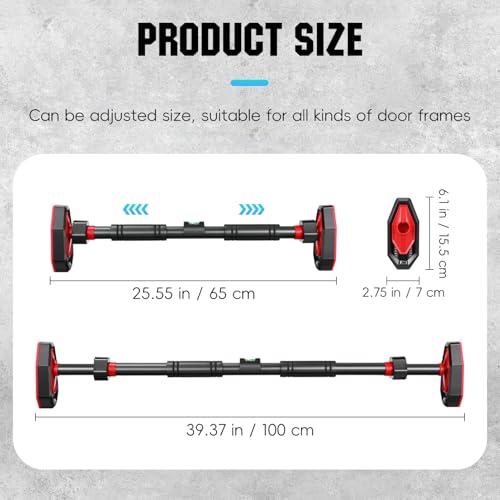 ULTECHNOVO Adjustable Pull up Bar Doorway Strength Training Bar No Drill Installation Portable Home Gym Equipment for Uppe...