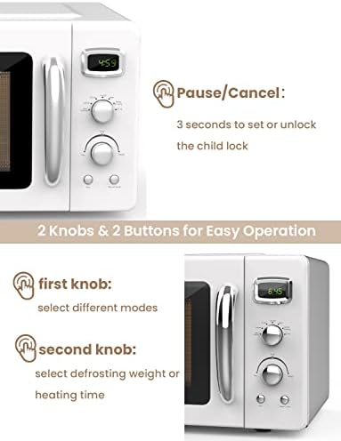 Retro Microwave Oven 0.9Cu.ft，900W Compact Countertop Microwave w/5 Micro Power & 8 Auto Cooking, Child Lock, Timer Setting & Glass Turntable, LED Display, Mint Green