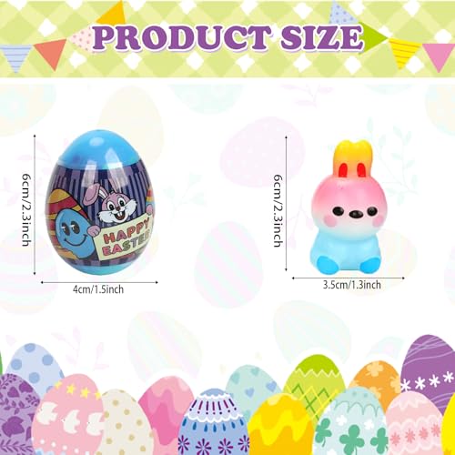 BEIGUO 24 Pack Prefilled Easter Eggs with Slow Rising Squishy Toy Inside,Stress Relief Toys for Kids, Easter Basket Stuffe...