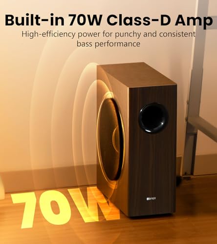 Edifier T5s Powered Active Subwoofer with 70W RMS, 8" Long-Throw Woofer, Deep Bass (35Hz) Speaker, Built-in Amp, Low Disto...