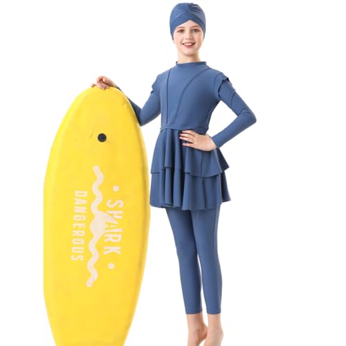 FYMNSI Kids Burkini Swimsuits Girls Baby Modest Muslim Swimwear Long Sleeve Swim Top Pants Hijab 3PCS Bathing Suit Rash Guard