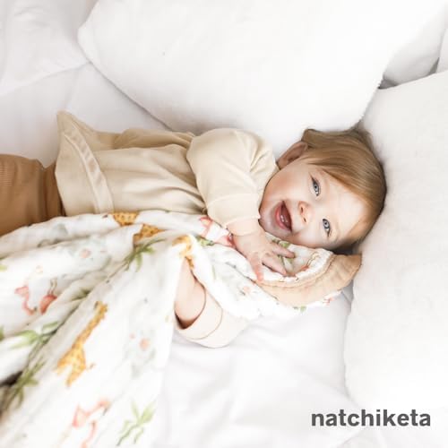 Organic Cotton Muslin Baby Blanket for Boys & Girls - Luxurious Soft Toddler Quilt for Swaddling - Gender Neutral Blanket - Baby and Toddler Gift - Bunny's Childhood Dreams