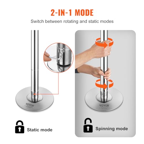 VEVOR Professional Dancing Pole, Spinning Static Dancing Pole Kit, Portable Removable Pole, 45mm Heavy-Duty Stainless Stee...