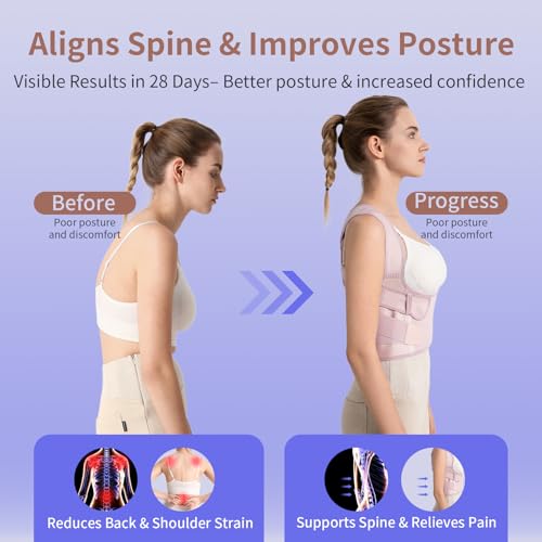 NLNYCT Posture Corrector for Women – 2-in-1 Back Brace with Shoulder Support, Adjustable Full Back Straightener for Upper...