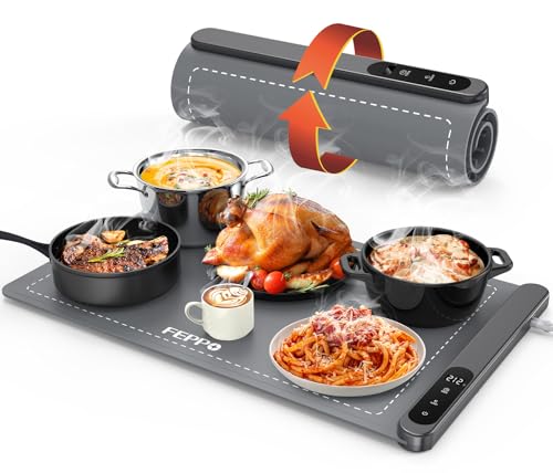 FEPPO Food Warming Mat, Upgrade High-tech Graphene Heating Film, Fast Full Surface Electric Warming Tray with 6 Level Adju...