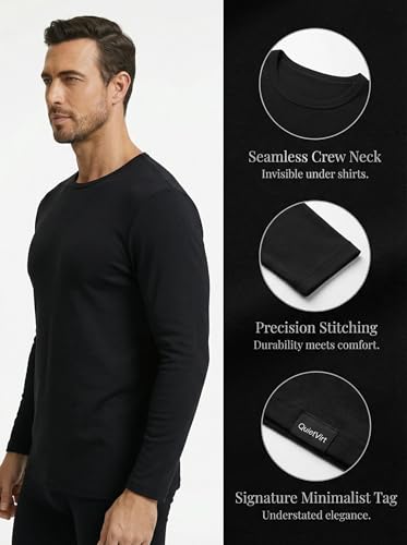 Men Heavyweight Rayon Polyester Thermal Underwear Base Layer Long Johns Blended Fleece Lined Set for Cold Weather